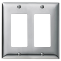 Hubbell Wiring Device-Kellems Wallplates and Boxes, Metallic Plates, 2- Gang, 2) Decorator Openings, Standard Size, Chrome Plated Steel SCH262